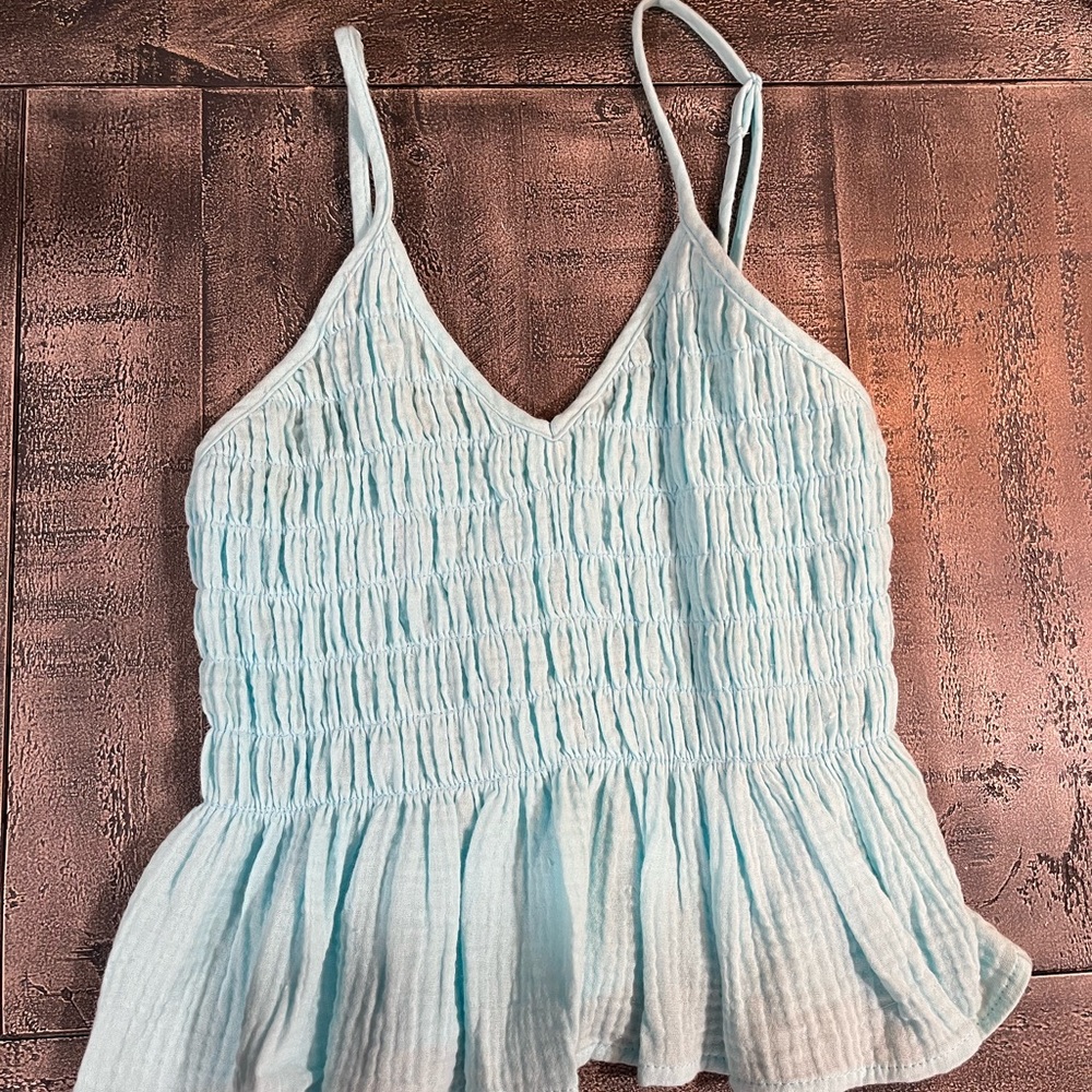 OCEAN DRIVE blue tank top scrunched brand new